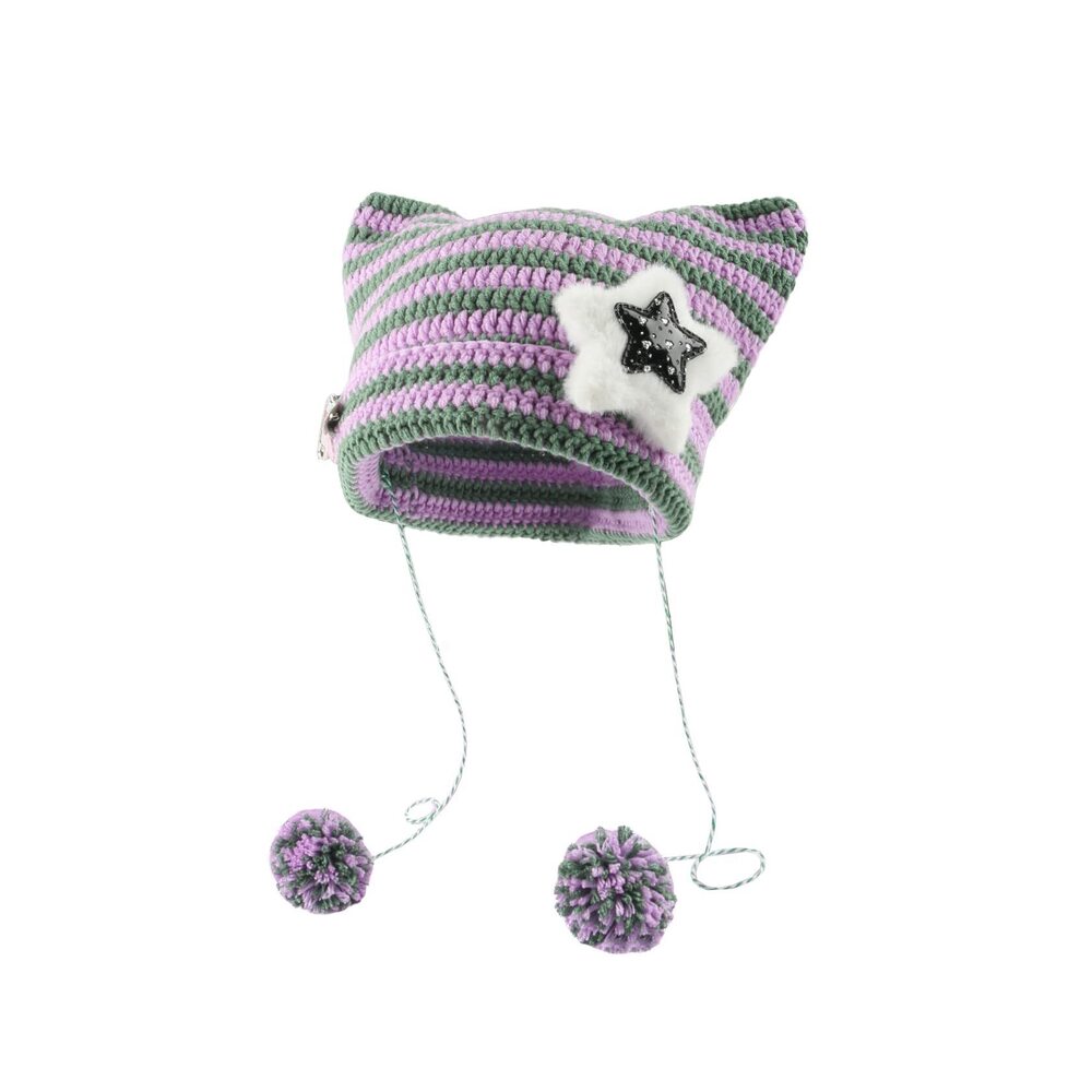 8487 Crochet Hats Vintage Beanies Fox Hat Grunge Goth Beanies Hat Y2K